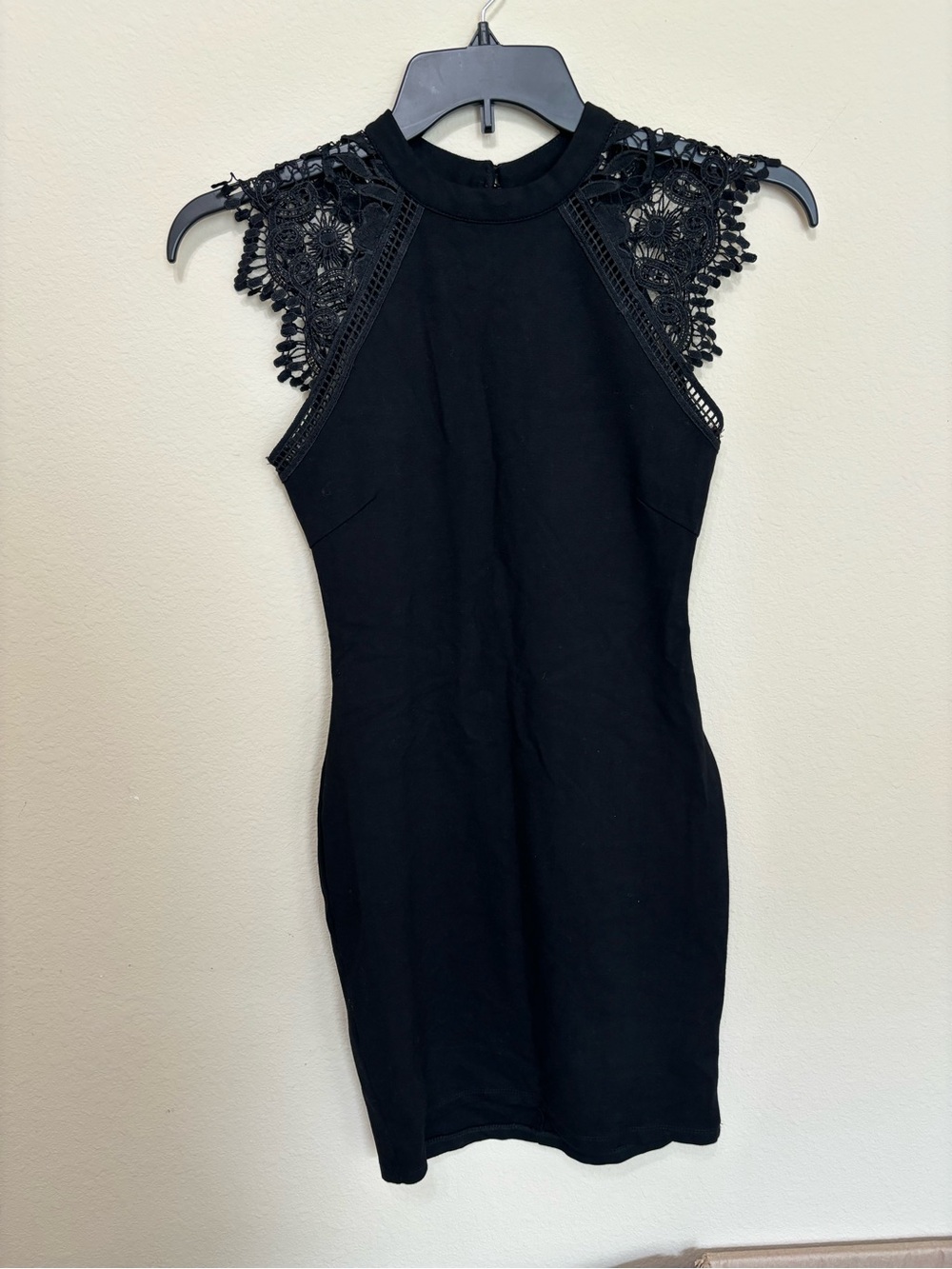 iris Black Lace-Shoulder Dress